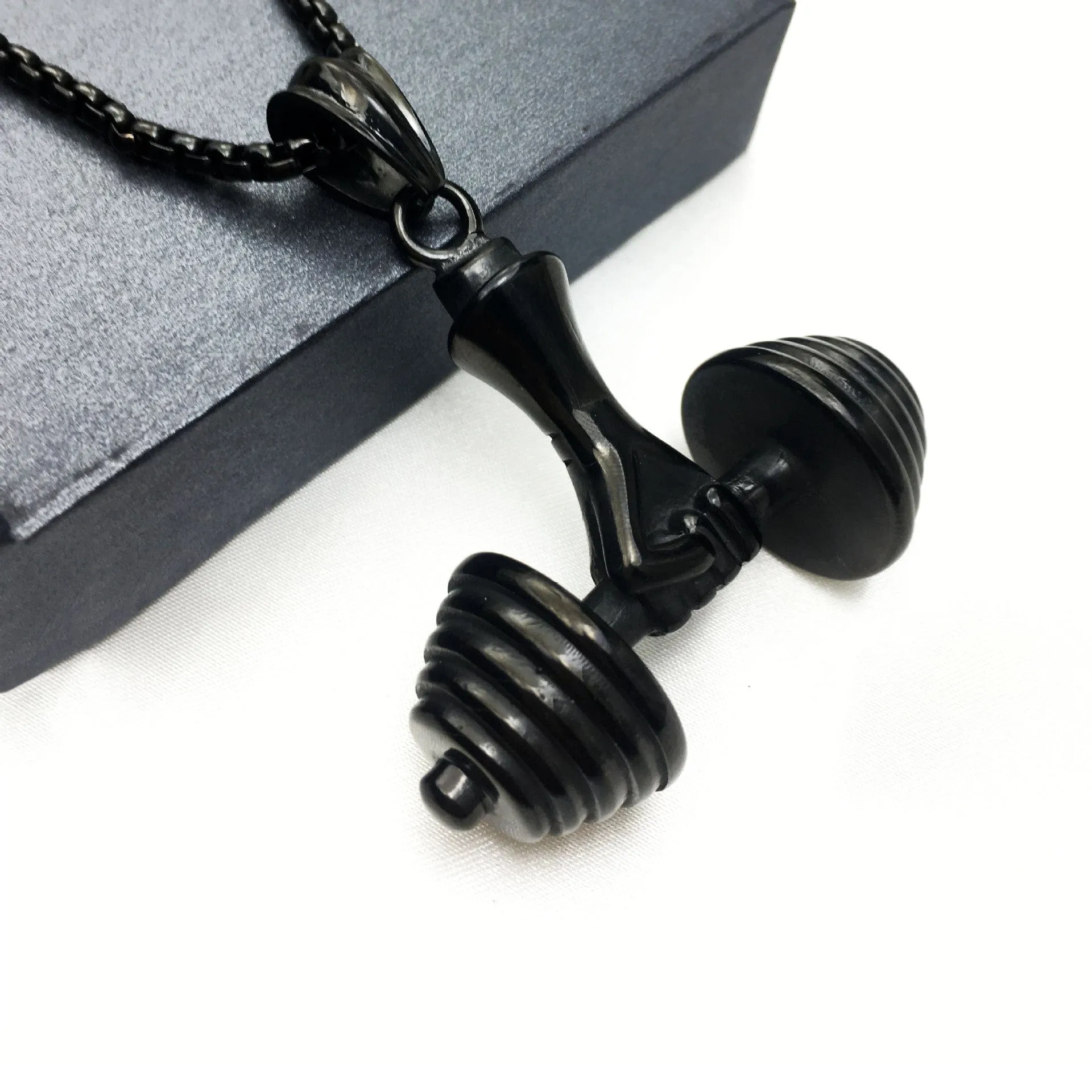 Gorilla swole titanium steel dumbbell necklace