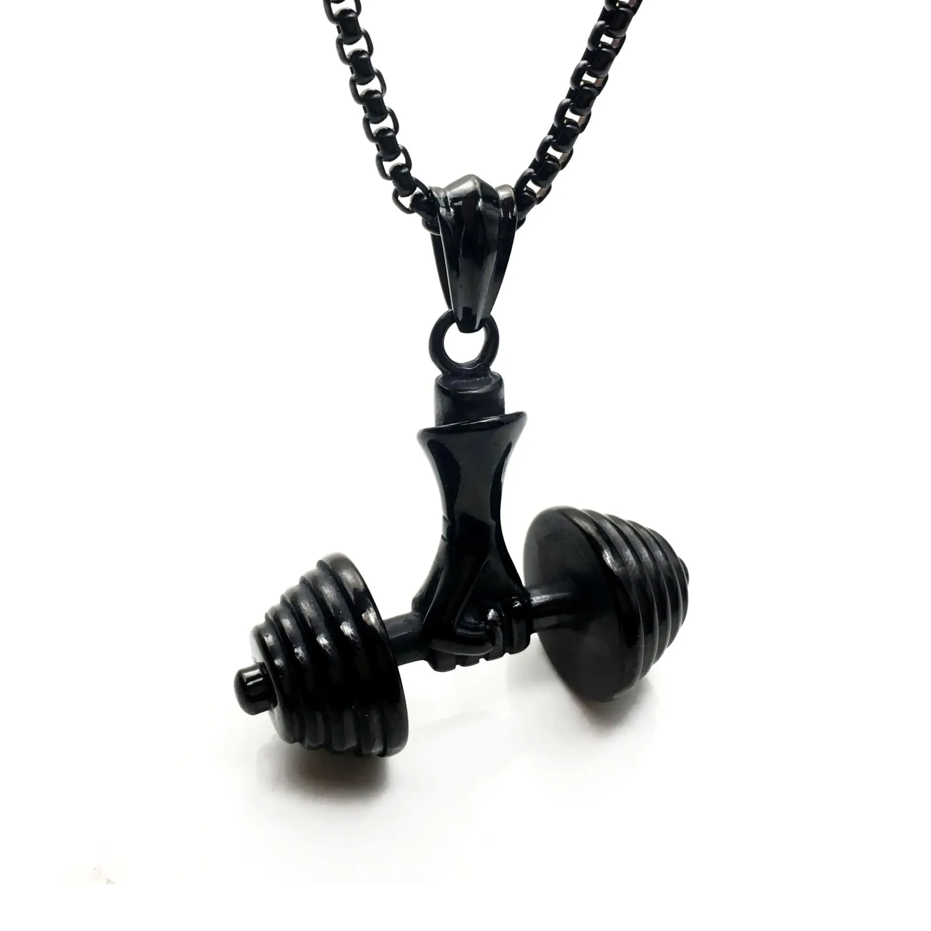 Gorilla swole titanium steel dumbbell necklace