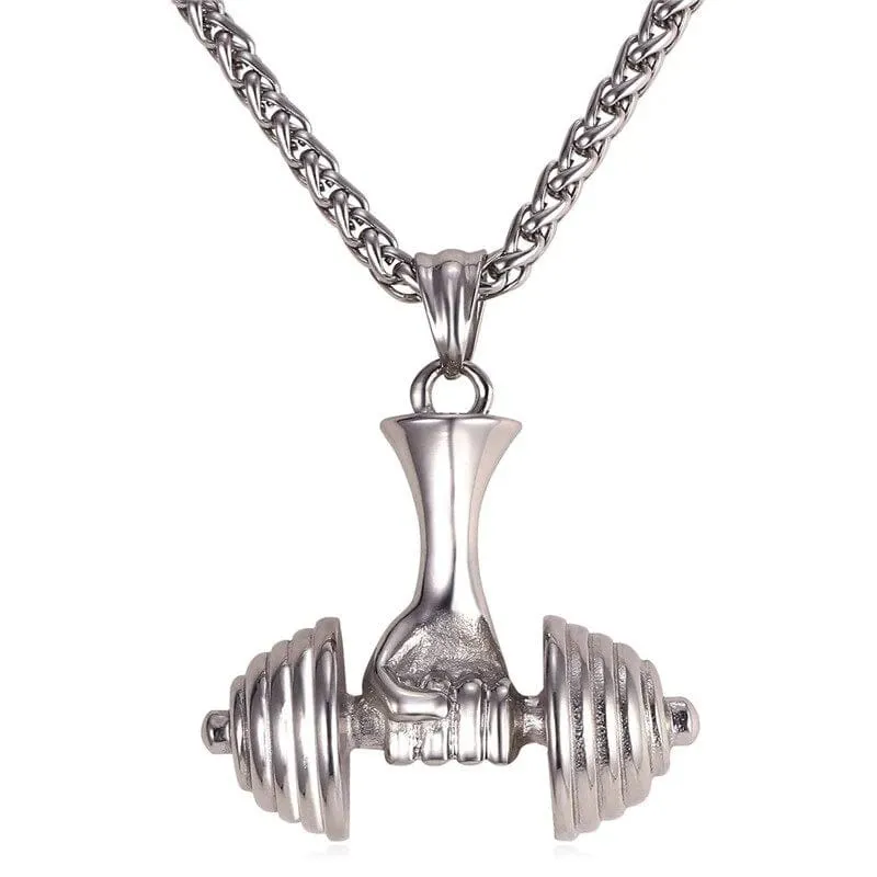 Gorilla swole titanium steel dumbbell necklace