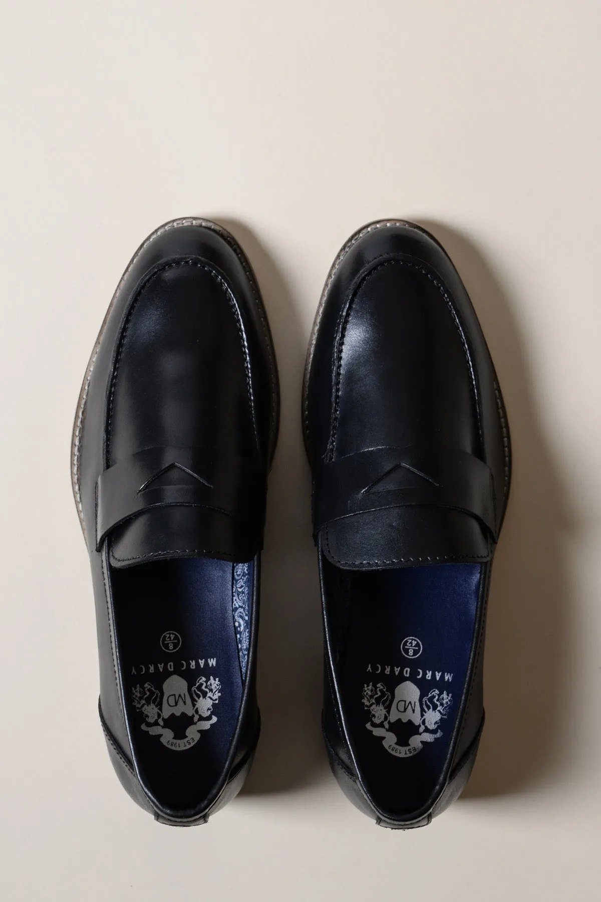 JASPER - Black Leather Penny Loafer Shoe