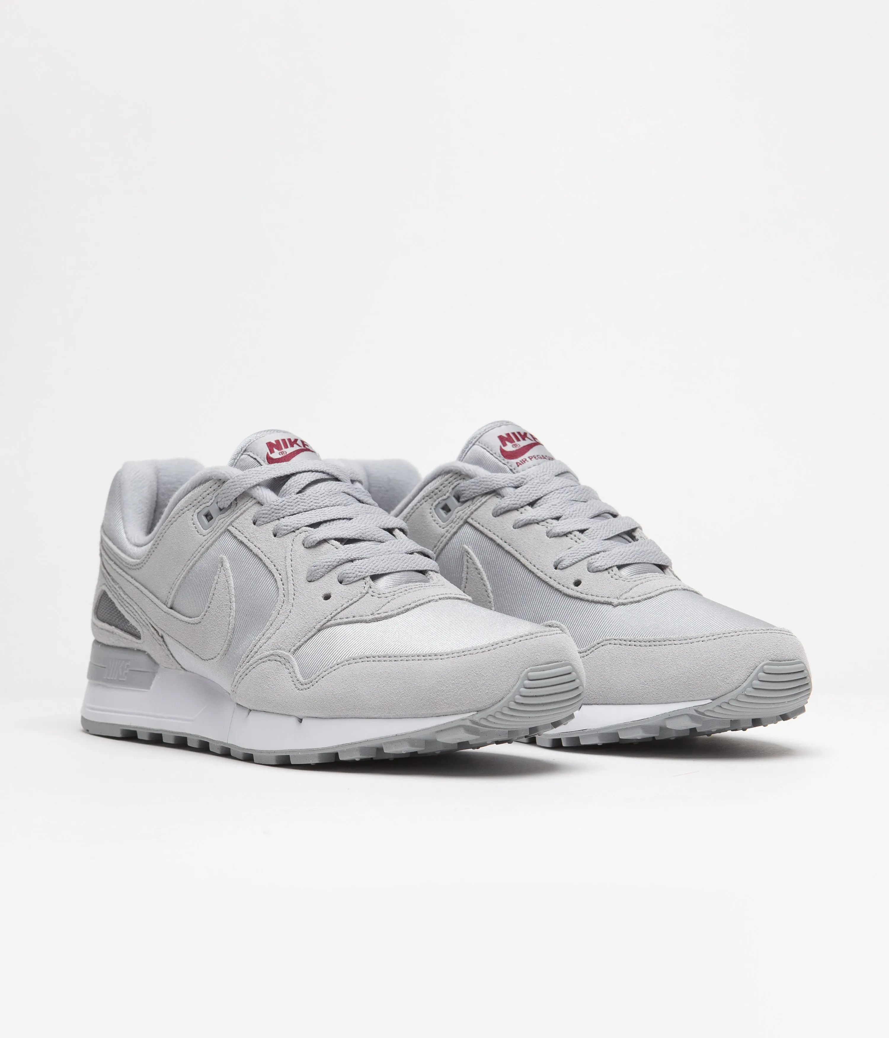 Nike Air Pegasus 89 Shoes - Wolf Grey / Wolf Grey - Team Red - White