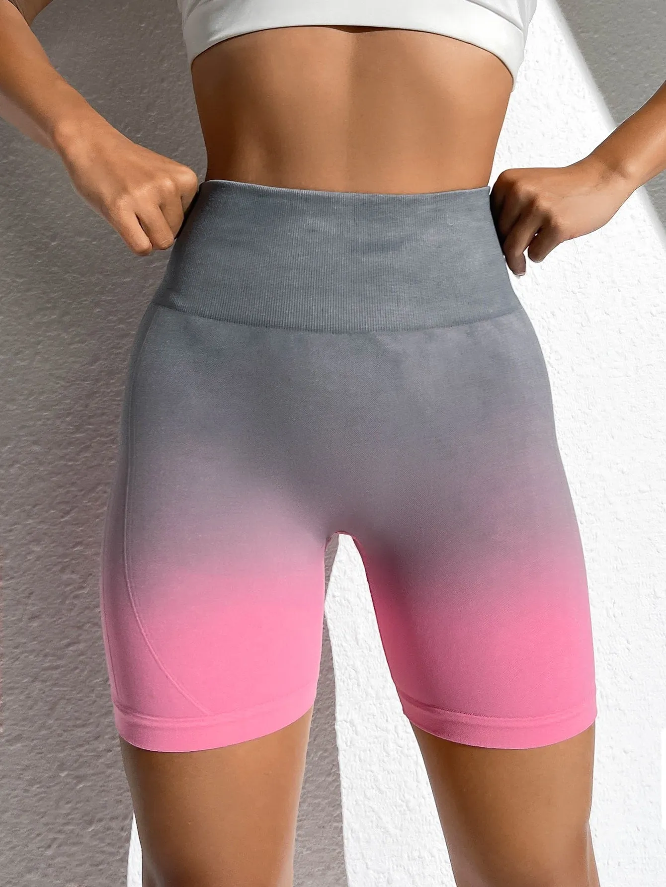 Ombre Wideband Waist Sports Biker Shorts