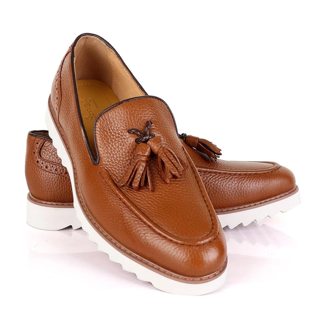 Salvatore Ferragamo Double Tassel Brown Loafers