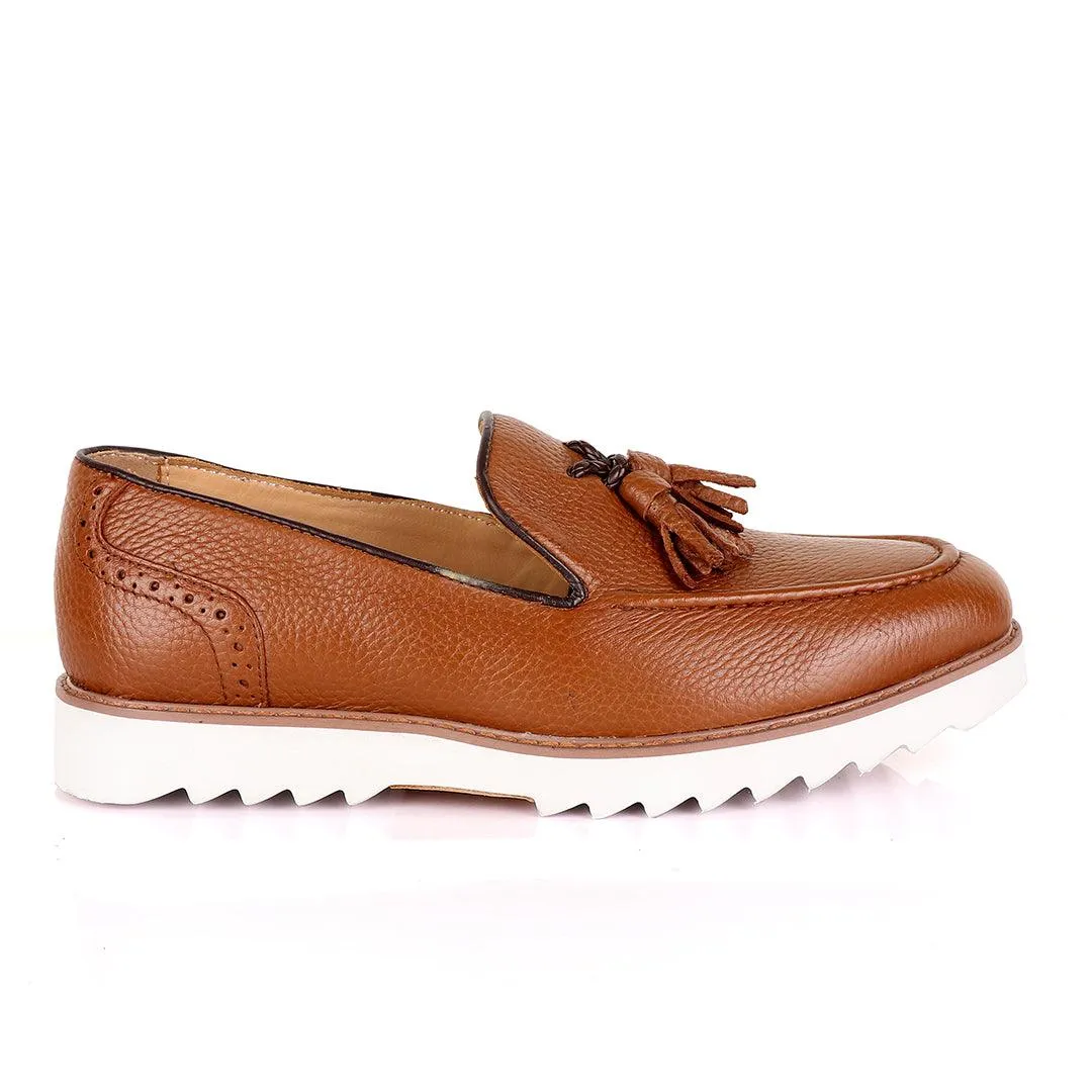 Salvatore Ferragamo Double Tassel Brown Loafers