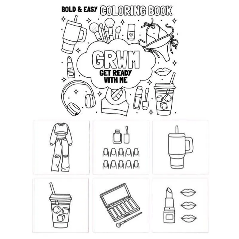 Stress Relief Get Ready with Me Colo-Ring Book - Bold & Easy Designs for Adults, Teens and Kids - Fashion Colouring Book