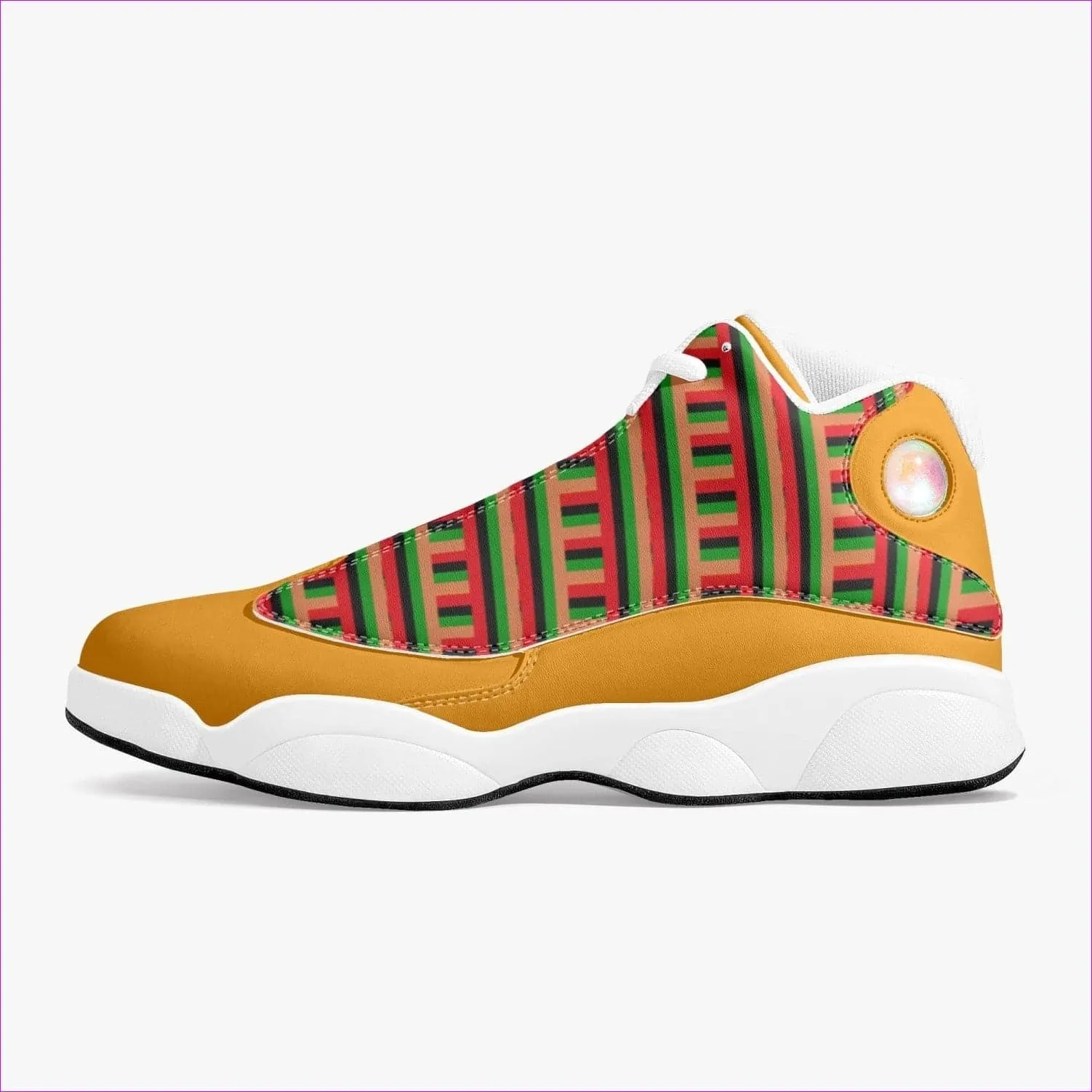 Striped Galore Leather Basketball Sneakers - White & Orange