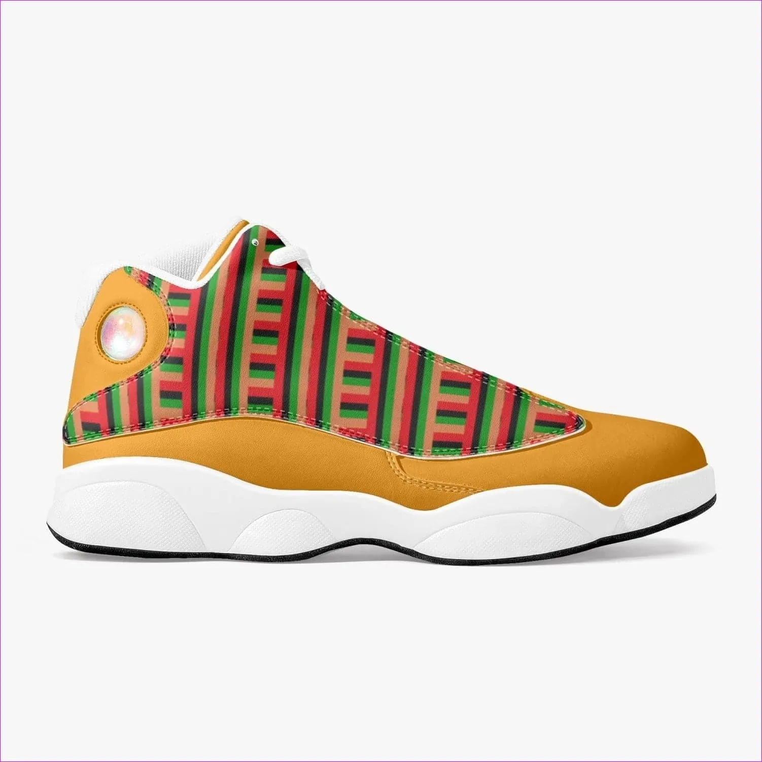 Striped Galore Leather Basketball Sneakers - White & Orange