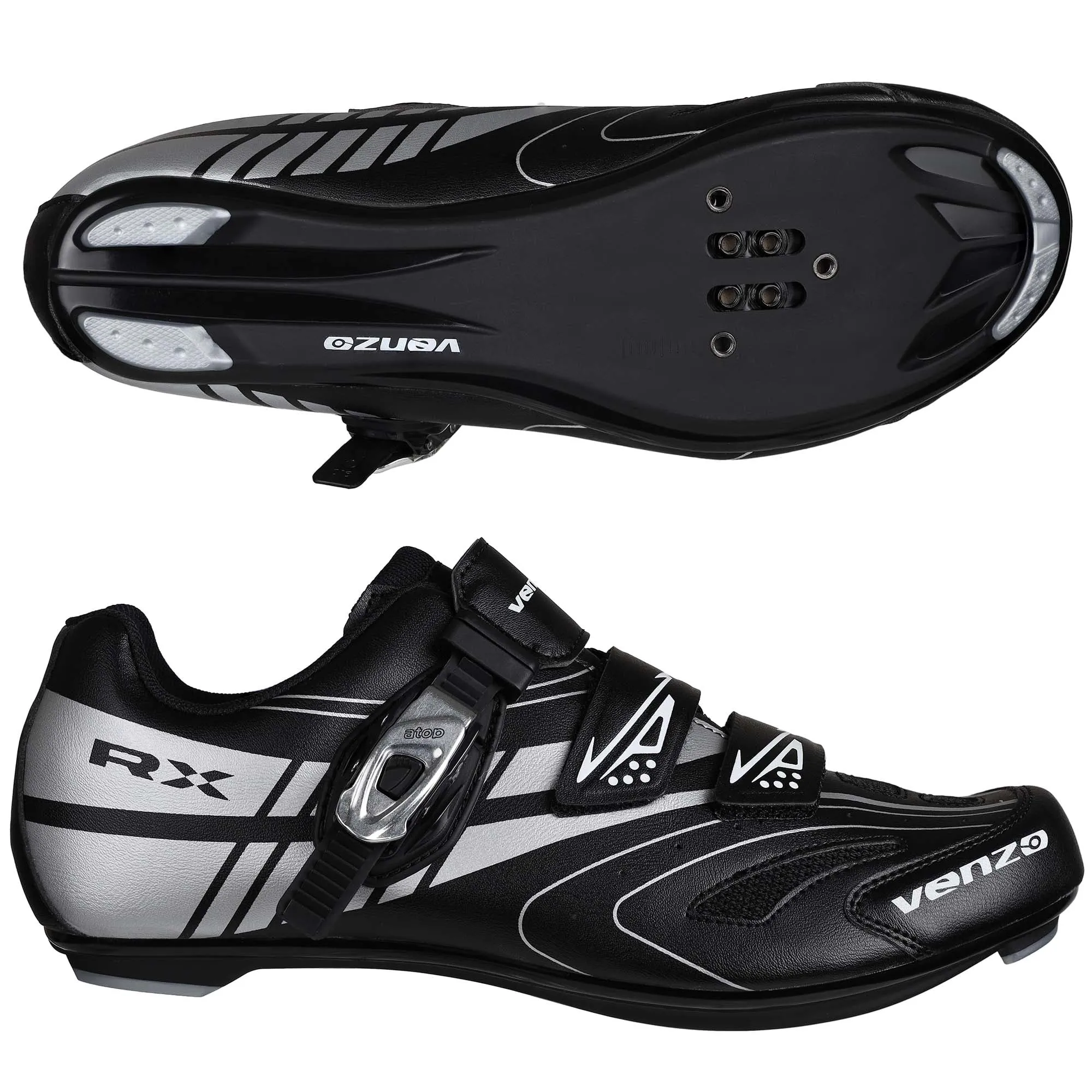 Venzo RX Road Bike Compatible with  SPD SL Look Cycling Shoes and Look Delta Indoor Cleats Black Size 37