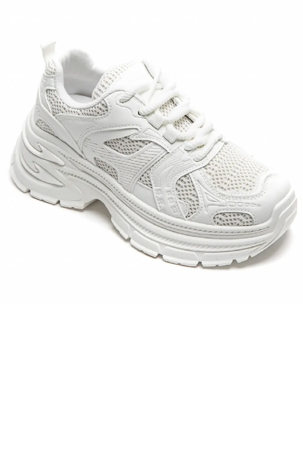 WHITE LACE UP DESIGNER CHUNKY SNEAKERS TRAINERS