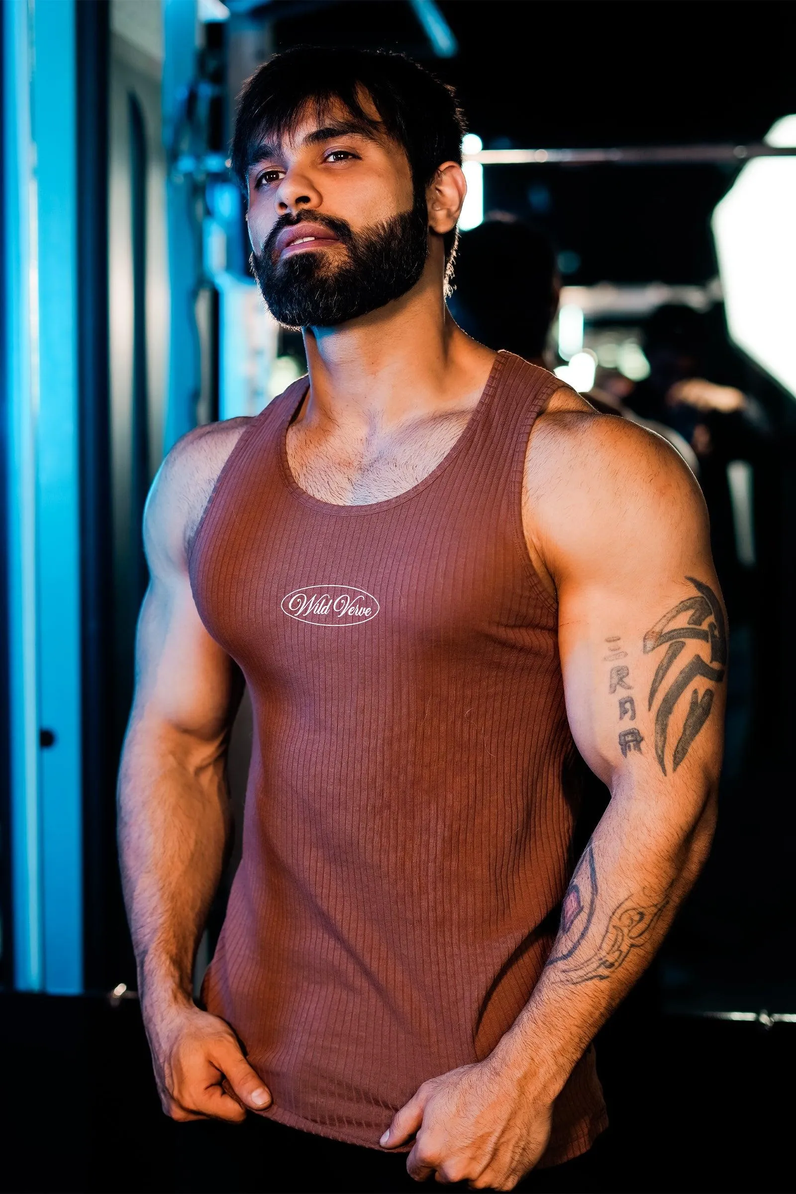 WILD VERVE RIBBED TANK (BROWN)