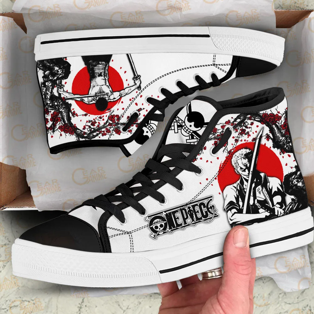 Zoro High Top Shoes Custom Anime OP Sneakers Japan Style